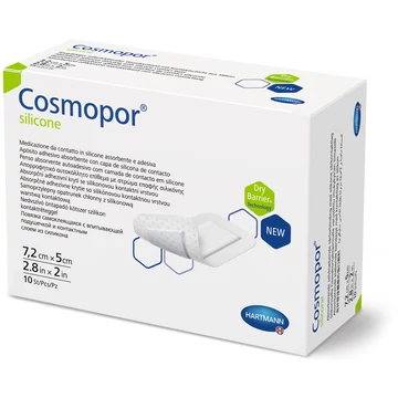 Cosmopor® silicone szigetkötszer (7,2x5 cm; 10 db)