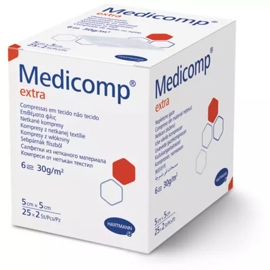 Medicomp® Extra steril 6 rétegű sebfedő (5 x 5 cm; 25 x 2 db)