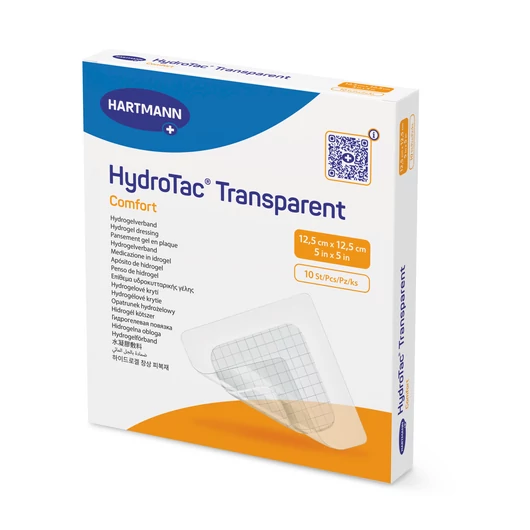 HydroTac® Transparent Comfort hidrogél kötszer öntapadó szegéllyel (12,5x12,5cm; 10 db)
