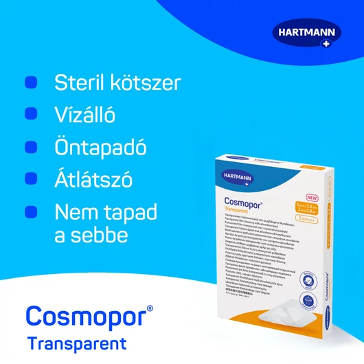 Cosmopor® Transparent steril filmkötszer sebpárnával (5x7,2 cm; 5 db)