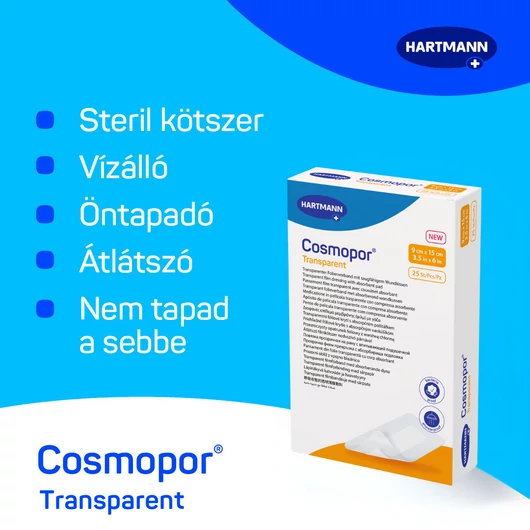 Cosmopor® Transparent steril filmkötszer sebpárnával (9x15 cm; 25 db)