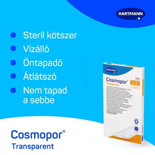 Cosmopor® Transparent steril filmkötszer sebpárnával (10x20 cm; 5 db)