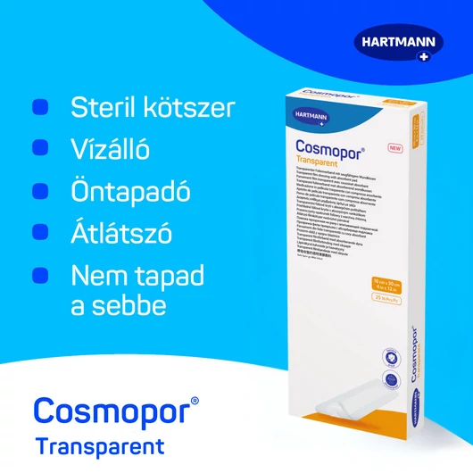 Cosmopor® Transparent steril filmkötszer sebpárnával (10x30 cm; 25 db)