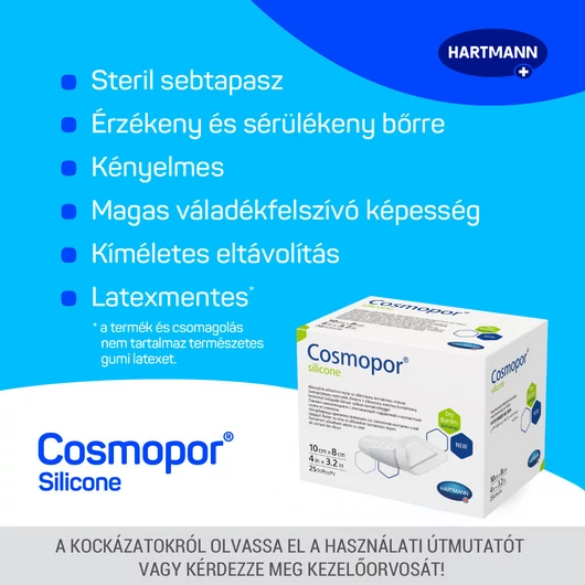 Cosmopor® silicone szigetkötszer (10x8 cm; 25 db)