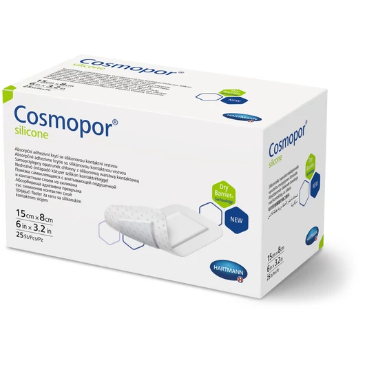 Cosmopor® silicone szigetkötszer (15x8 cm; 25 db)