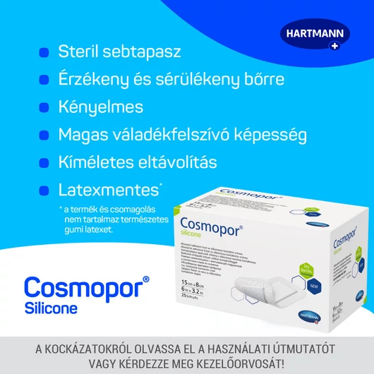 Cosmopor® silicone szigetkötszer (15x8 cm; 25 db)