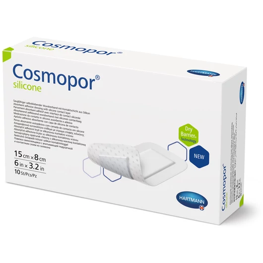 Cosmopor® silicone szigetkötszer (15x8 cm; 10 db)