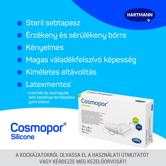 Cosmopor® silicone szigetkötszer (15x8 cm; 10 db)