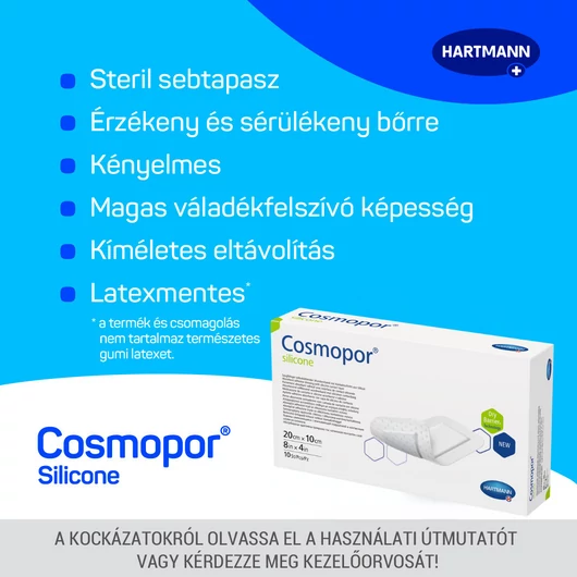 Cosmopor® silicone szigetkötszer (20x10 cm; 10 db)