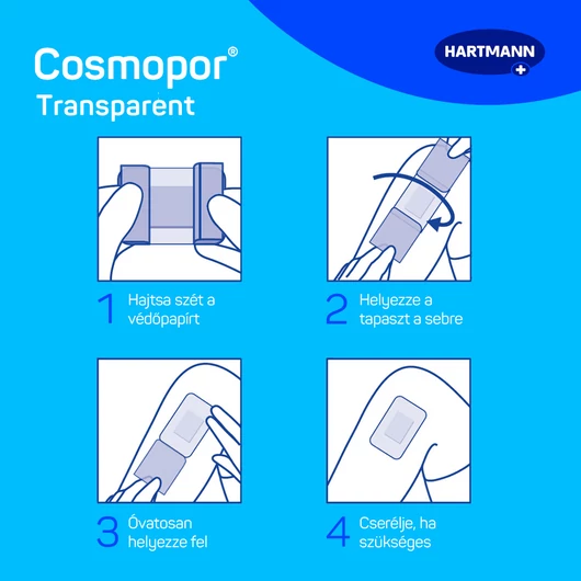 Cosmopor® Transparent steril filmkötszer sebpárnával (5x7,2 cm; 5 db)